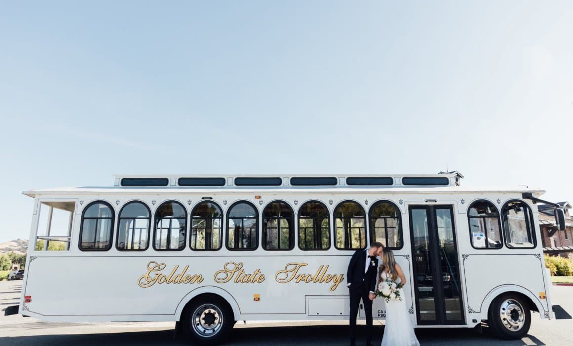 Couples celebration aboard the trolley